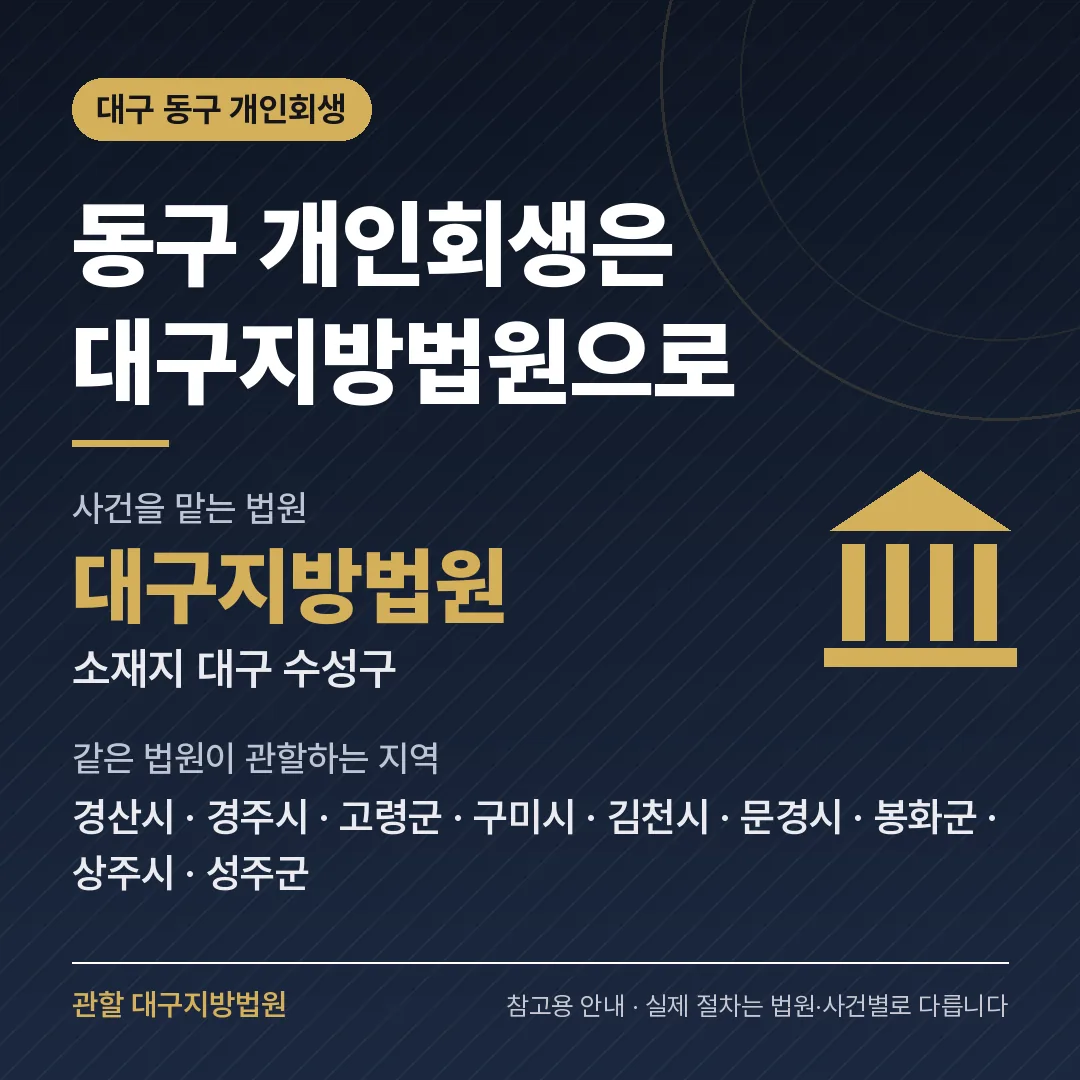 대구 동구 개인회생 관할 법원 — 대구지방법원