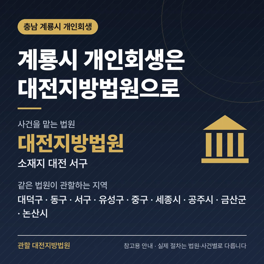충남 계룡시 개인회생 관할 법원 — 대전지방법원