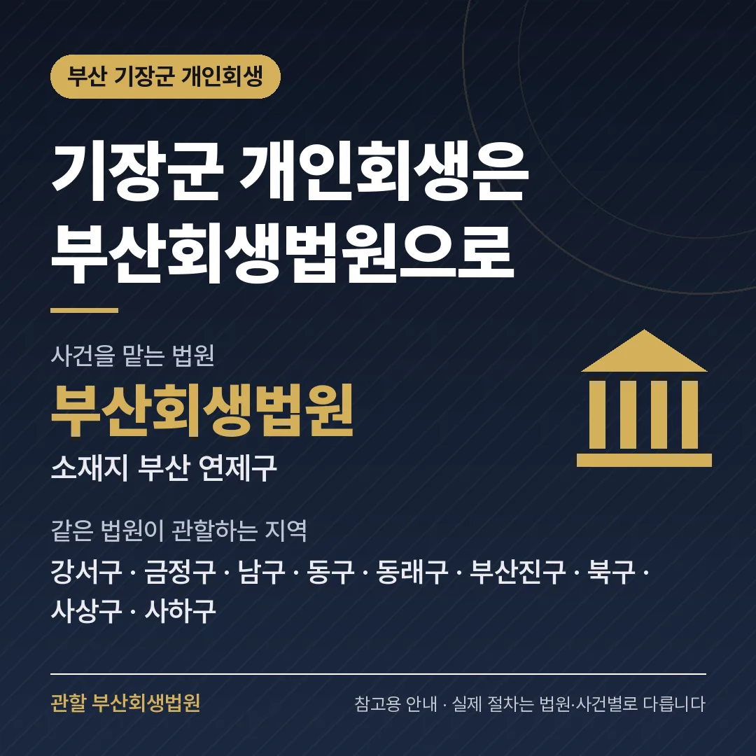 부산 기장군 개인회생 관할 법원 — 부산회생법원